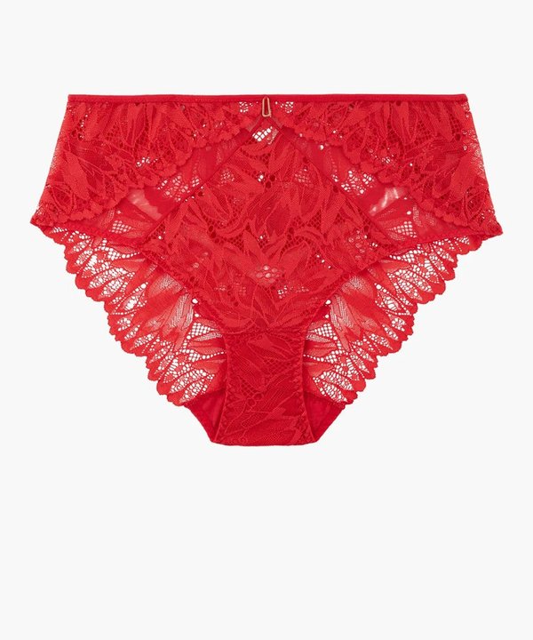 Aubade Flowermania punainen korkeavyötäröinen alushousu